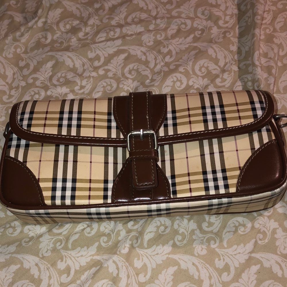Plaid Clutch with Brown Accents